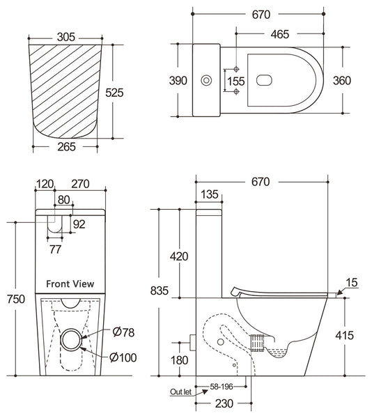 NAGA CORTONA RIMLESS BACK TO WALL TOILET SUITE