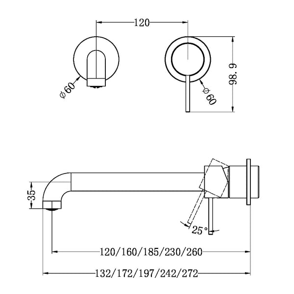 Mecca Wall Basin Mixer Set