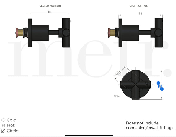 Meir Round Cross Handle Wall Taps