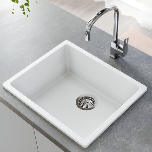 FIENZA KURO GRANITE SINGLE BOWL SINK - MATTE WHITE