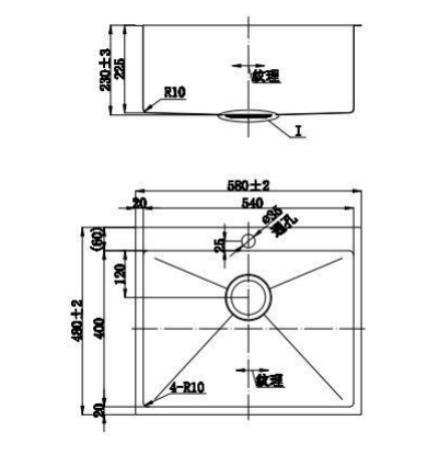 BUK SINGLE SINK S/STEEL WITH TAP LANDING 580 x 480 x 230 BKR54-5848