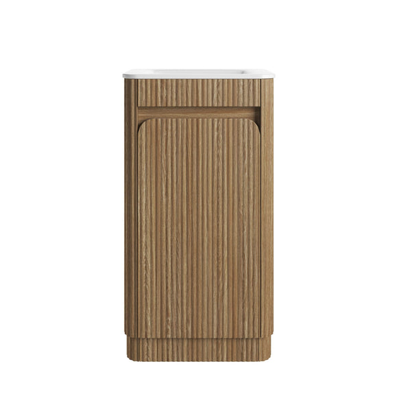 AULIC MINI HARTELLE FLUTED VANITY - HARVEST OAK WITH MOULDED TOP