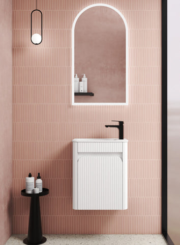 AULIC MINI HARTELLE FLUTED VANITY - MATTE WHITE WITH MOULDED TOP