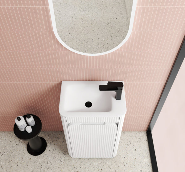 AULIC MINI HARTELLE FLUTED VANITY - MATTE WHITE WITH MOULDED TOP