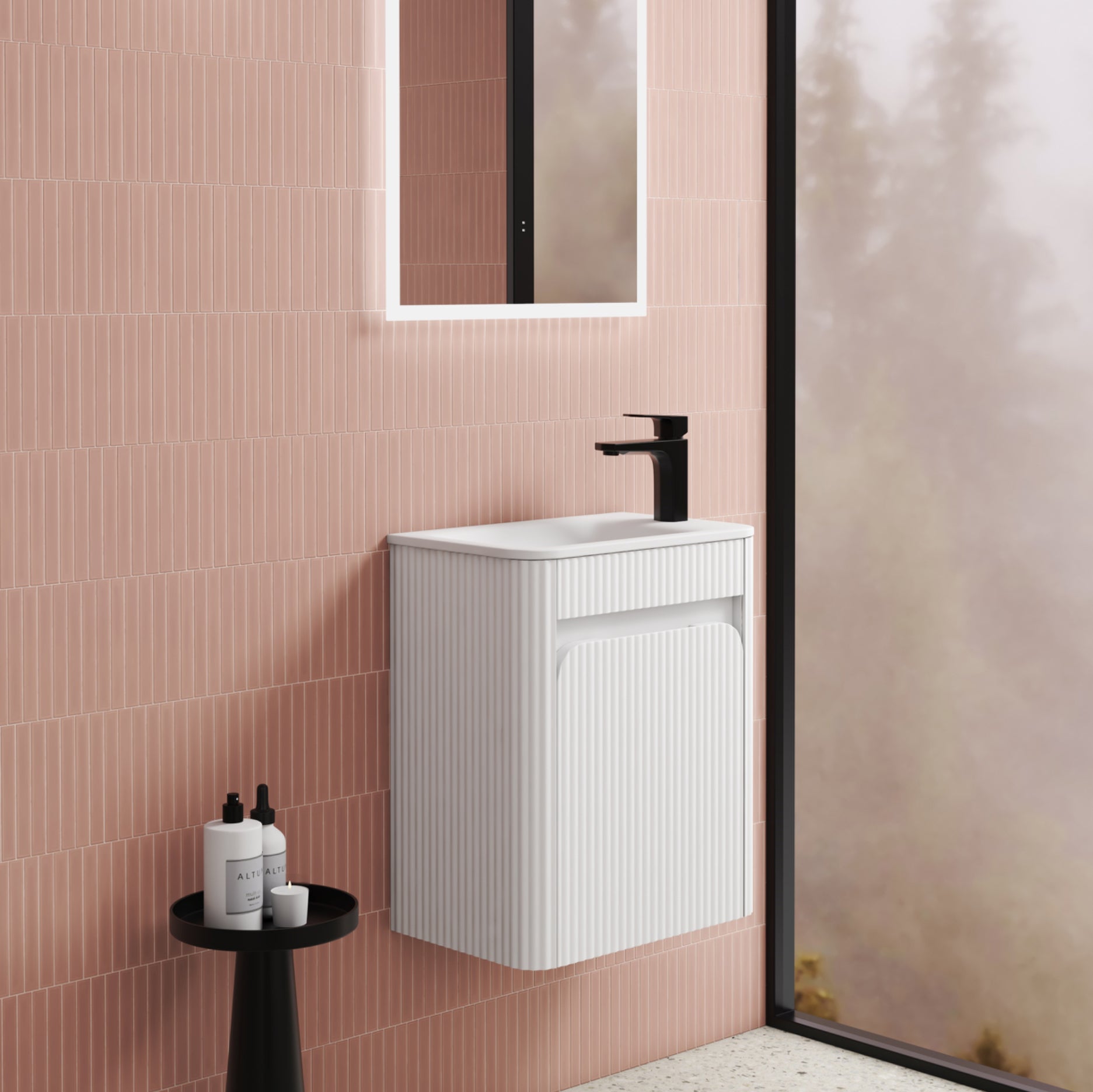 AULIC MINI HARTELLE FLUTED VANITY - MATTE WHITE WITH MOULDED TOP