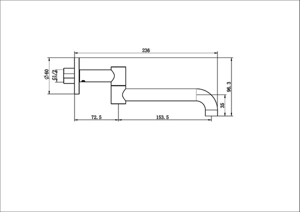 MECCA SWIVEL WALL MOUNTED BATH SPOUT - CHROME