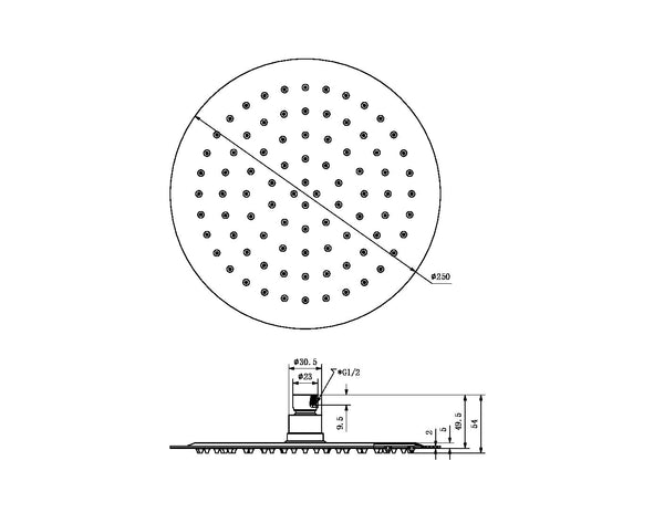 NERO ROUND S/STEEL SHOWER HEAD 250MM