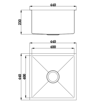 BUK SINGLE SINK S/STEEL 440 x 440 x 230 BKR40