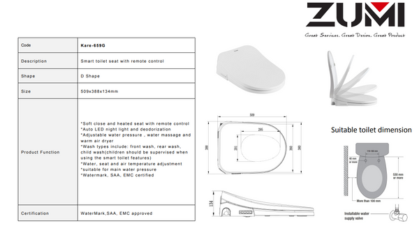 ZUMI KARE SMART ELECTRIC BIDET SEAT