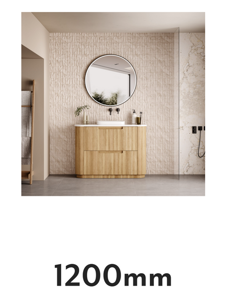 AULIC VARCELLI FLOOR STANDING VANITY - HARVEST OAK WITH PURE STONE TOP