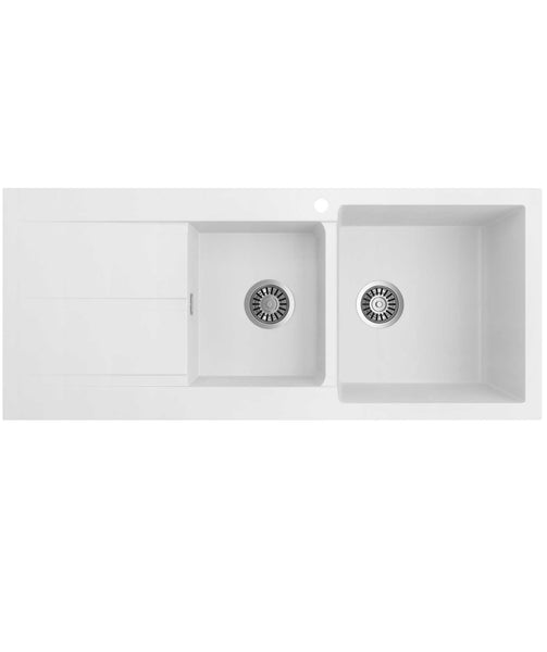 SEIMA OROS 1160 ARQSTONE SINK WITH DRAINER - WHITE