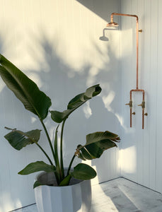 OUTDOOR BRASS AND COPPER SHOWER MADE TO ORDER