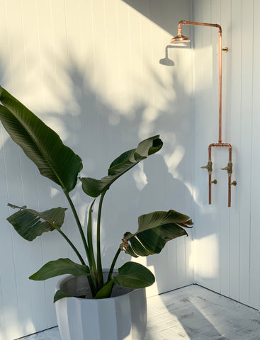 OUTDOOR BRASS AND COPPER SHOWER MADE TO ORDER