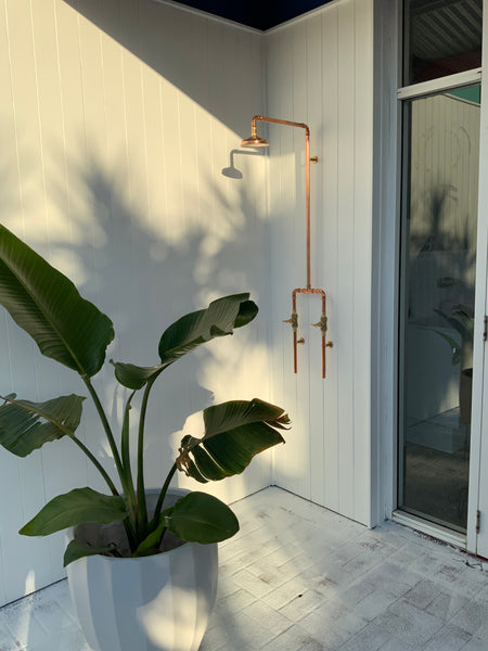 OUTDOOR BRASS AND COPPER SHOWER MADE TO ORDER